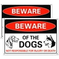 thumbnail image 1 of 2 Pack Beware of Dog Sign Private Property No Trespassing Dog Warning Signs Metal Tin Warning Sign High Reflective Film Not Responsible for Injury Or Death 12x8", UV Protected and, 1 of 5