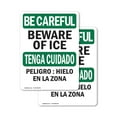 thumbnail image 1 of (2 Pack) Beware Of Ice Bilingual OSHA Be Careful Sign 12 Inch X 18 Inch Vinyl Label Decal Sticker Weather Resistant, UV Protected for Workplace, Business, and Construction Site, Made in, 1 of 7