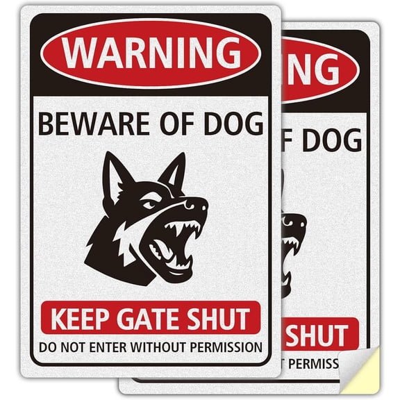 2 Pack Beware of Dog Sign Metal, 8x12 Inch,Non Metal Reflective Metal Dog Warning Sign for Yard Gate Fence