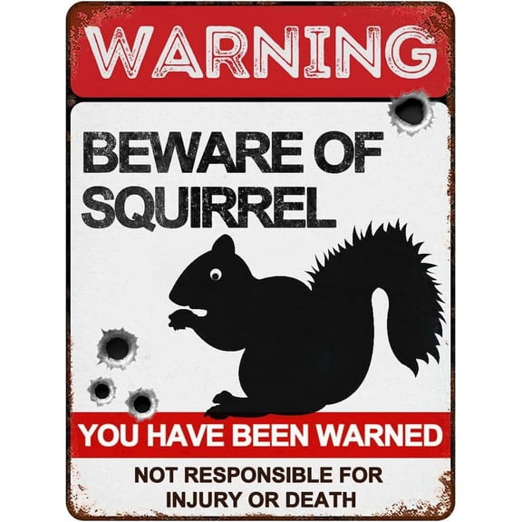 2 Pack Beware of Squirrel Signs 8"x12" Vintage Metal Warning Signs About Squirrel Activity Areas for Outdoor Fences Yards Forest Scenic Area