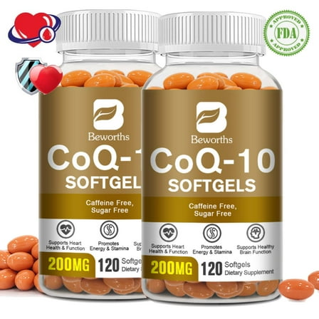 (2 Pack) BEWORTHS CoQ-10 Capsules 200 mg Coenzyme Q10 Vegetarian Support Heart Healthy Antioxidant
