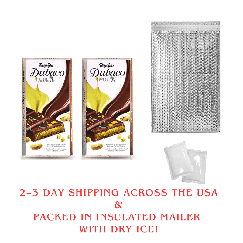 2 Pack - Beyoglu Dubaco Dubai Chocolate Bar Pistachio I Viral Knafeh Chocolate Bar with Pistachio Cream and Kataifi, 3.36 oz (95gr)