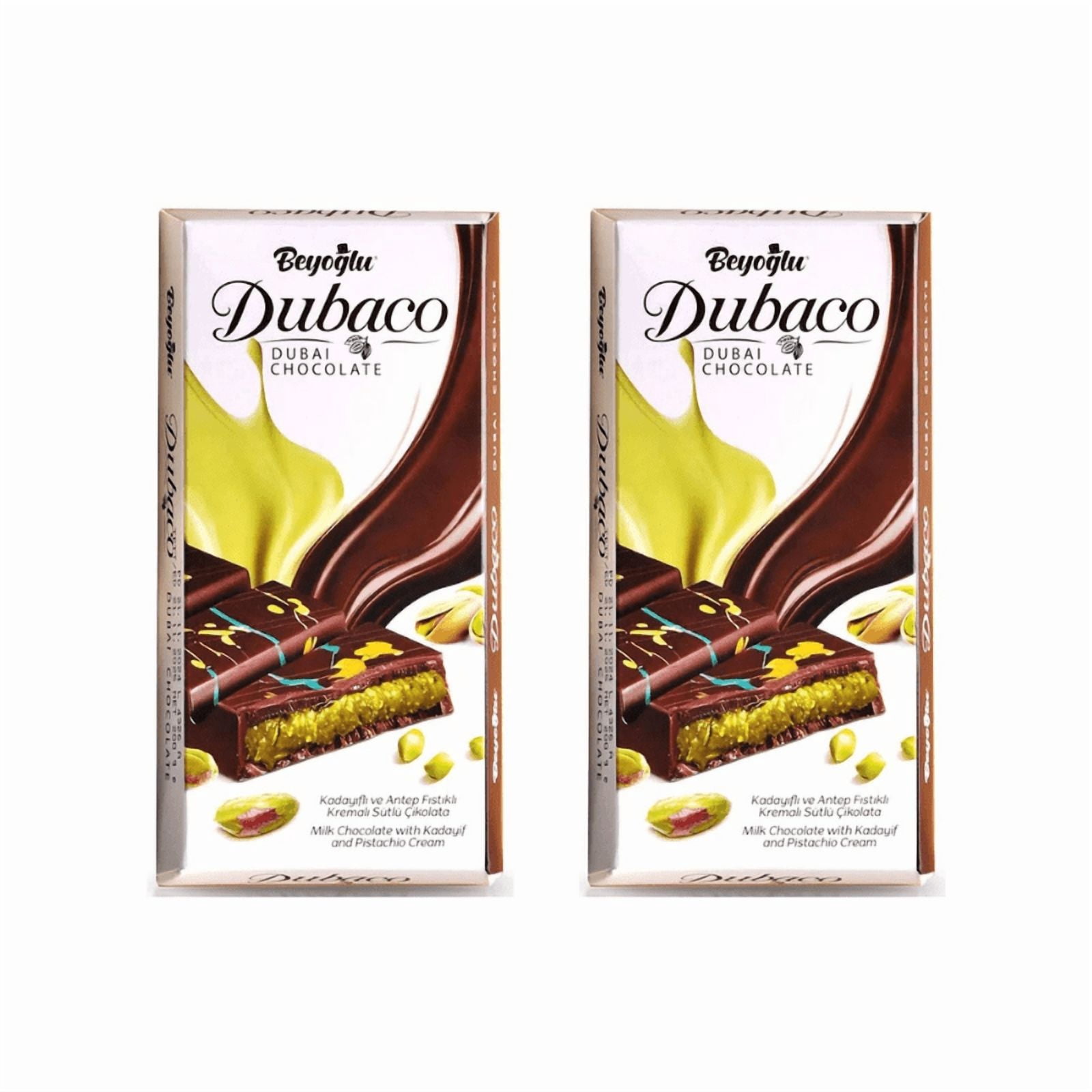 2 Pack - Beyoglu Dubaco Dubai Chocolate Bar Pistachio I Viral Knafeh Chocolate Bar with Pistachio Cream and Kataifi, 7.05 oz (200gr)