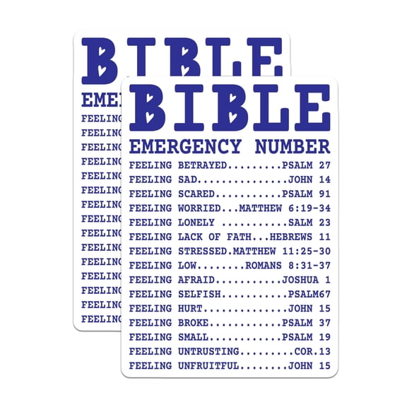 (2 Pack) Bible Emergency Number Magnets - Scripture Verse Encouragement - Christian Faith Support for Hard Times - 5 Inches On Longest Side - Thick Durable Magnet - Made in USA - MAG19602