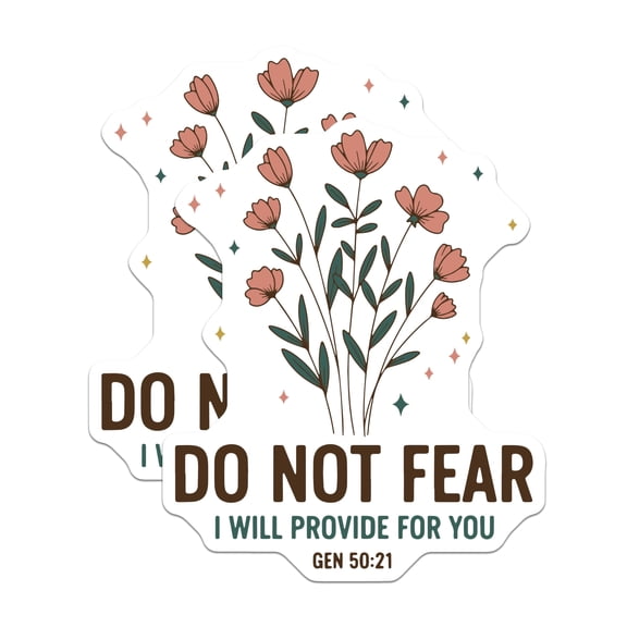 (2 Pack) Bible Verse Stickers - Do Not Fear Scripture - Floral Inspirational Sticker - 5" On Longest Side - Sticks to Smooth Flat Surfaces - Made in USA - BMCS14488