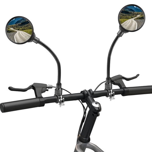 2 Pack Bicycle Mirror, Adjustable Bike Handlebar Rear View Mirrors For Mountain Road Bike Bicycle Electric Motorcycle (Black-2PC)