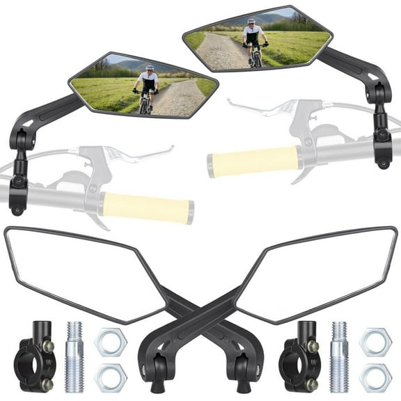 2-Pack Bicycle Mirrors, 360° Adjustable Universal Bicycle Rearview Mirror, Wide-Angle Bicycle Mirrors, for Mountain Bikes Racing bikes