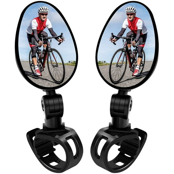 2 Pack Bicycle Mirrors Universal Mini 360 Rotaty Rear View Camera Handlebar Glass Mirrors for Bike Bicycle Ebike Scooter Left and Right Handlebar Side Mirror Bicycle Rearview Mirror