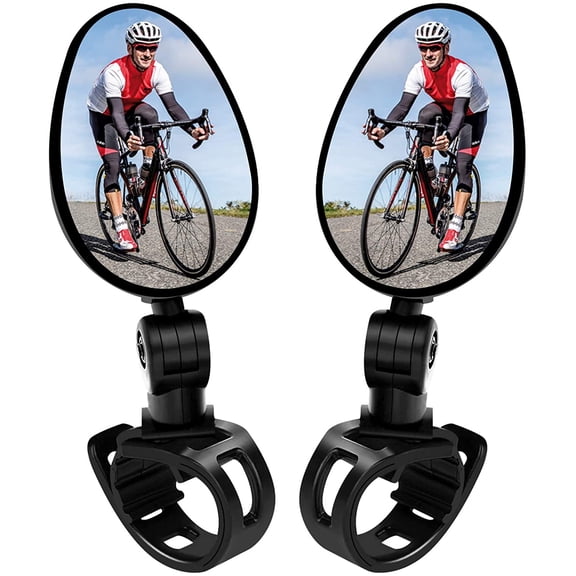 2 Pack Bicycle Mirrors Universal Mini 360 Rotaty Rear View Camera Handlebar Glass Mirrors for Bike Bicycle Ebike Scooter Left and Right Handlebar Side Mirror Bicycle Rearview Mirror