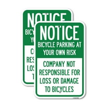 (2 Pack) Bicycle Parking at Your Own Risk Company Not Responsible for Loss or Damage to Bicycles | 18" X 24" Heavy-Gauge Aluminum Sign | Rust Free Aluminum, Weather Resistant,