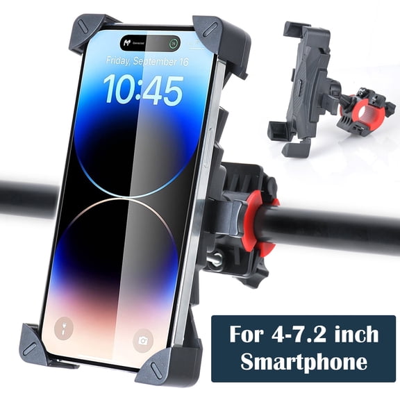 [2 Pack] Bicycle Phone Holder Mount, Adjustable Handlebar of Motorcycle Phone Mount for Electric, Mountain, Scooter, and Dirt Bikes, 360 Degrees Rotation for iPhone and More 3.5-6.8 inch Cell Phone