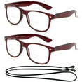 thumbnail image 1 of 2 Pack Bifocal Oversize Large Vintage Style Comfortable Stylish Simple Reading Glasses With Lanyard, 1 of 1