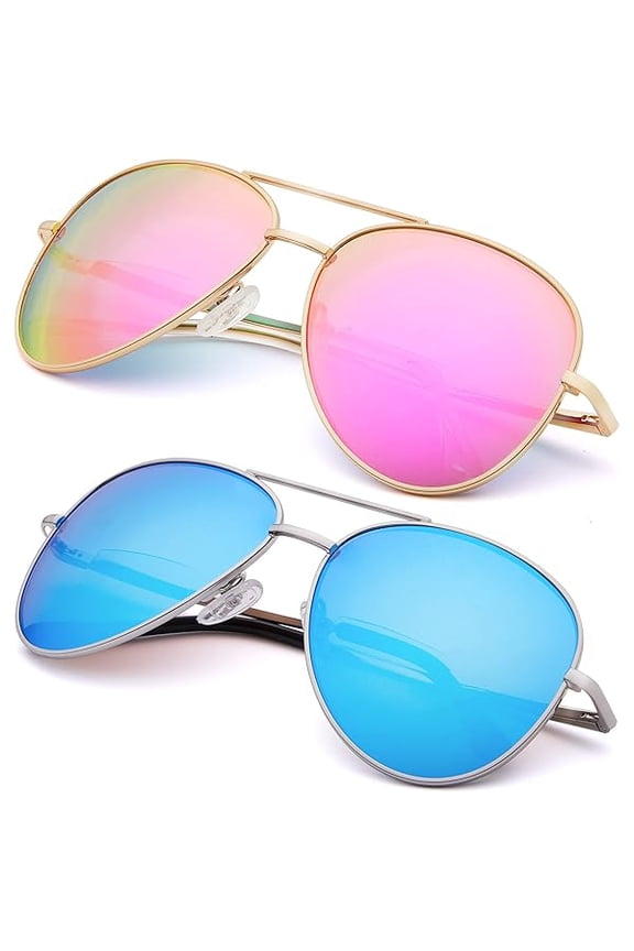 2 Pack Bifocal Reading Sunglasses for Women and Men UV400 Protection Classic Aviator Sun Readers 2.0