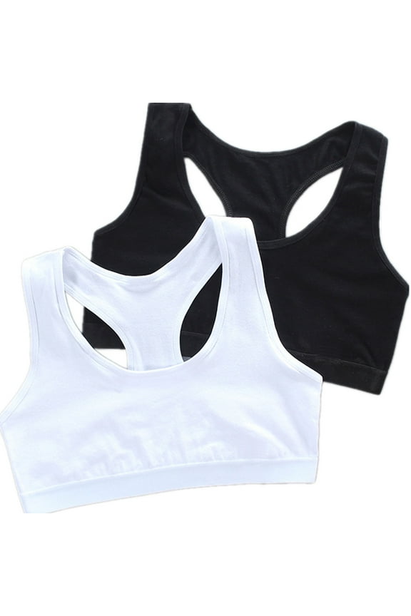 2 Pack Big Girls Bra Comfort Flex Seamless Adjustable Cami Bralettes Pull-On Design Bras for Teens Bralette for Girls 8-14