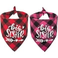 thumbnail image 1 of 2 Pack Big Sister Brother Dog Bandana Buffalo Plaid Triangle Dog Scarf Pregnancy Announcement Bandana for Small Medium Large Dogs Pets (Big Sister), 1 of 5