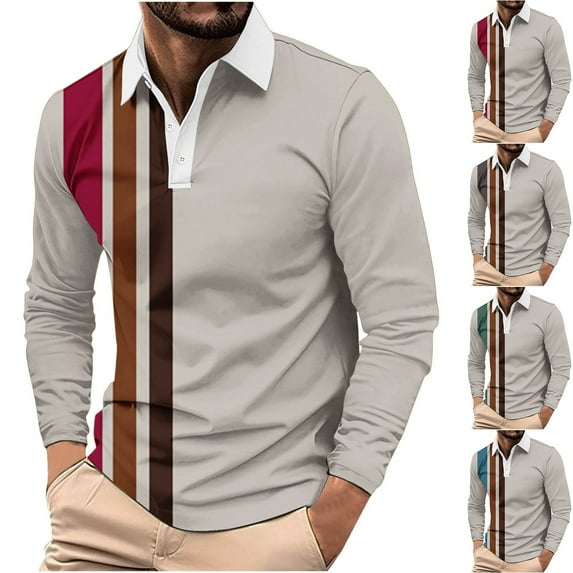 2 Pack Big & Tall Golf Shirts for Men Plus Size S-5X Long Sleeve Button Collared T-Shirts Mens Casual Pullover Color-Block Business Work Shirt Tops