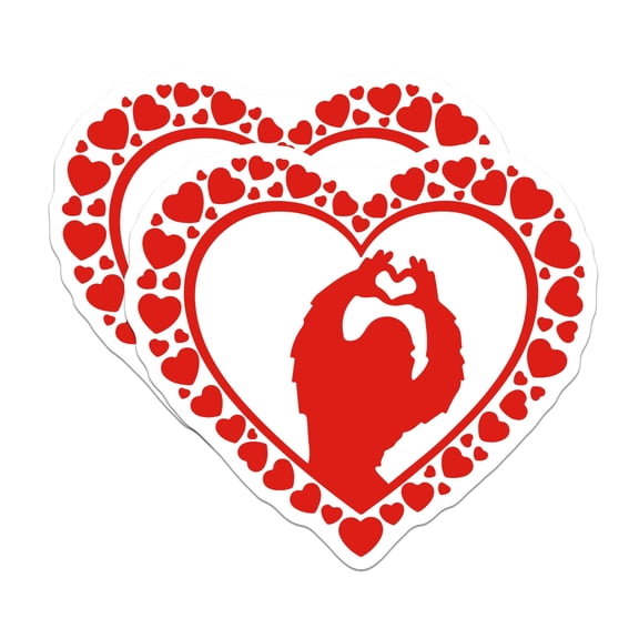 (2 Pack) Bigfoot Heart Hands Magnets - Love Sasquatch Decor - Valentine Cryptid Creature - 5 Inches On Longest Side - Thick Durable Magnet - Made in USA - MAG21107