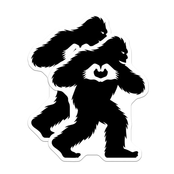(2 Pack) Bigfoot Magnets - Sasquatch Heart Hands Love - Mythical Creature Decor - Forest Explorer - 5 Inches On Longest Side - Thick Durable Magnet - Made in USA - MAG22334