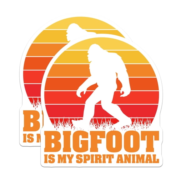 (2 Pack) Bigfoot Spirit Animal Magnets - Retro Sunset Sasquatch Cryptid - Humorous Mythical Monster Fridge Accessory - 5 Inches On Longest Side - Thick Durable Magnet - Made in USA - MAG20221