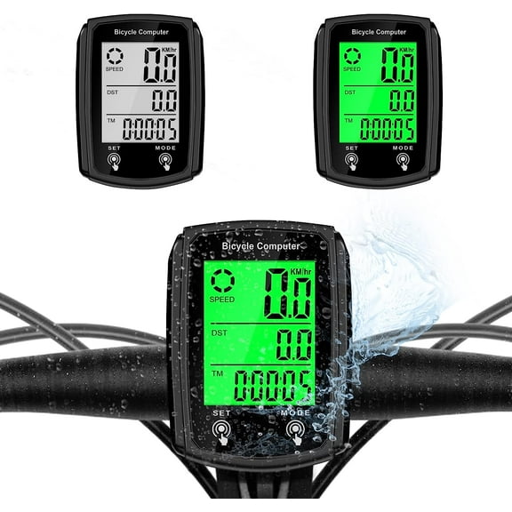 2 Pack Bike Computer with 2.2" LCD, Waterproof Bicycle Speedometer & Odometer, Stopwatch for Training, Riding, Hiking - Backlight Multifunction