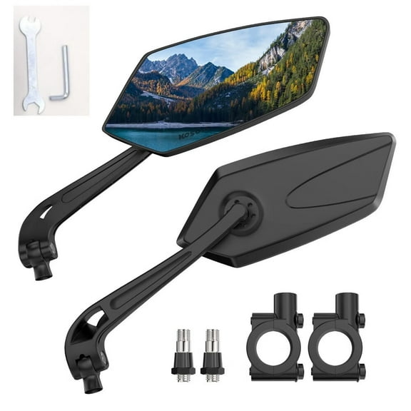 2 Pack Bike Mirrors,eBike Mirrors for Handlebars,360° Adjustable Safety Bicycle Rear View Mirrors,Scratch Resistant Glass Lens,Bicycle Universal Fit Accessories