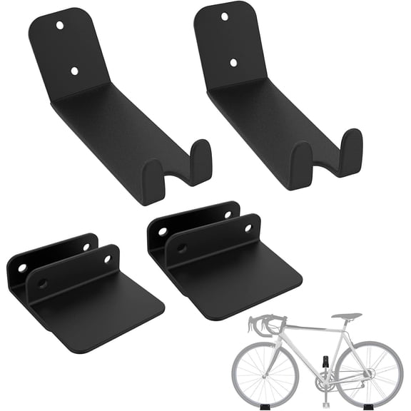 2 Pack Bike Pedal Hanger Wall Mount, Heavy Duty Horizontal Bike Rack for Garage Wall, Bike Display Stand for Home Holds Up to 70 lbs