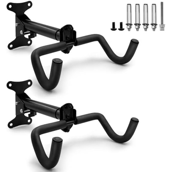 2 Pack Bike Wall Mount, Adjustable Bike Hanger, Garage Bike Rack, Horizontal Bike Hook, Bicycle Holder, Heavy Duty Bike Rack Hook Holder for Road Bikes, Mountain Bikes, Hybrid Bikes$$