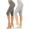 thumbnail image 1 of Women's High Waist Casual Solid Slim Running Yoga Capri Leggings Pants S-3XL (Pack of 2), 1 of 5