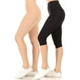 thumbnail image 1 of Women's High Waist Casual Solid Slim Running Yoga Capri Leggings Pants S-3XL (Pack of 2), 1 of 5