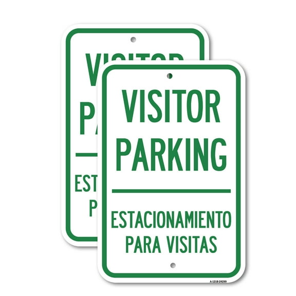 (2 Pack) Bilingual Reserved Parking Sign Visitor Parking Estacionamiento Para Visitas | 12" X 18" Heavy-Gauge Aluminum Sign | Rust Free Aluminum, Weather Resistant, Waterproof, Fade