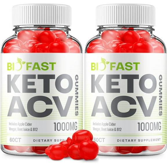 2 Pack Bio Fast Keto ACV Gummies - Official - Keto BioFast ACV Advanced Formula Plus Apple Cider Vinegar Dietary Supplement B12 Beet Root Juice Men Women 120 Gummies
