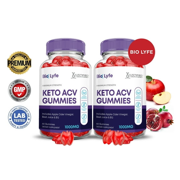 (2 Pack) Bio Lyfe Keto ACV Gummies 1000MG Dietary Supplement 120 Gummys