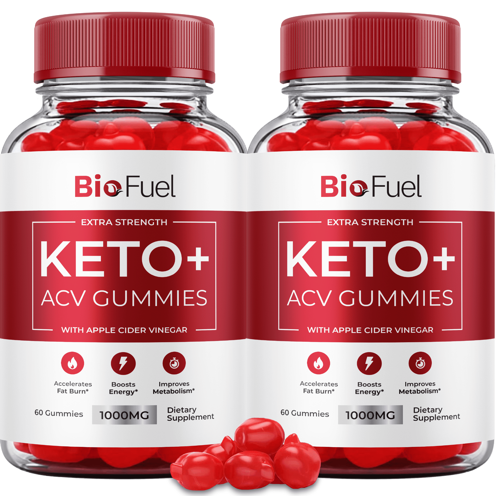 BioFuel Keto ACV Gummies (2 Pack) 1000mg Apple Cider Vinegar, B12