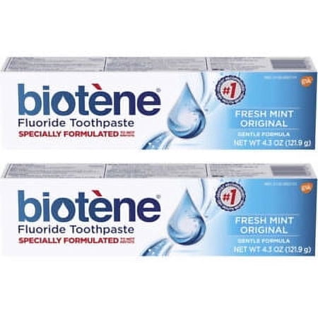 2 Pack - Biotene Fluoride Toothpaste, Fresh Mint 4.3oz Each