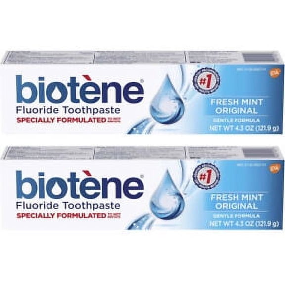 2 Pack - Biotene Fluoride Toothpaste, Fresh Mint 4.3oz Each