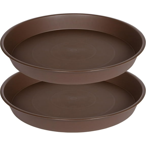 2 Pack Bird Bath Bowl 14", 1.6" Depth, 13 14 15 16 17 20 24 inch Plastic Birdbath Bowls Only, Birdbaths Dish for Outdoor Garden, Extra Large Plant Saucer (14", Brown)