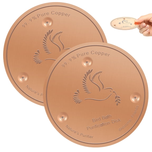 2 Pack Bird Bath Copper Discs,99.9% Pure Copper Cleaner with Point Support for Clean Water,Universal Fit for Outdoor Birdbaths,Bowl,Bird Bath Solar,All-Season Use