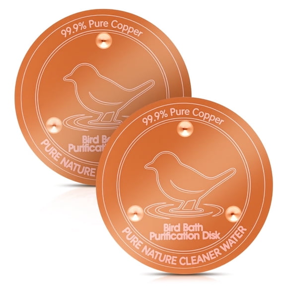 2 Pack Bird Bath Copper Disk 99.99% Pure Copper Bird Bath Cleaner 4" Triple-Point Support All-Season Water Cleaber for Outdoor Bird Baths & Bowls