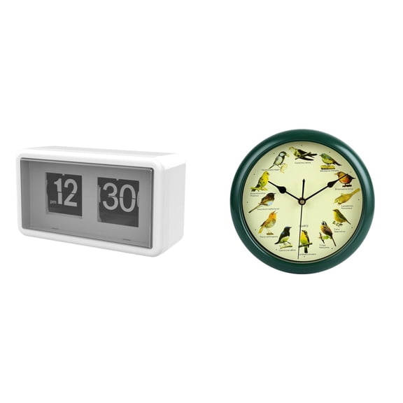 2 Pack Bird Clock Sound Clock Flip Clock with Musical Bird Sounds for Housewarming Gift Dorm School