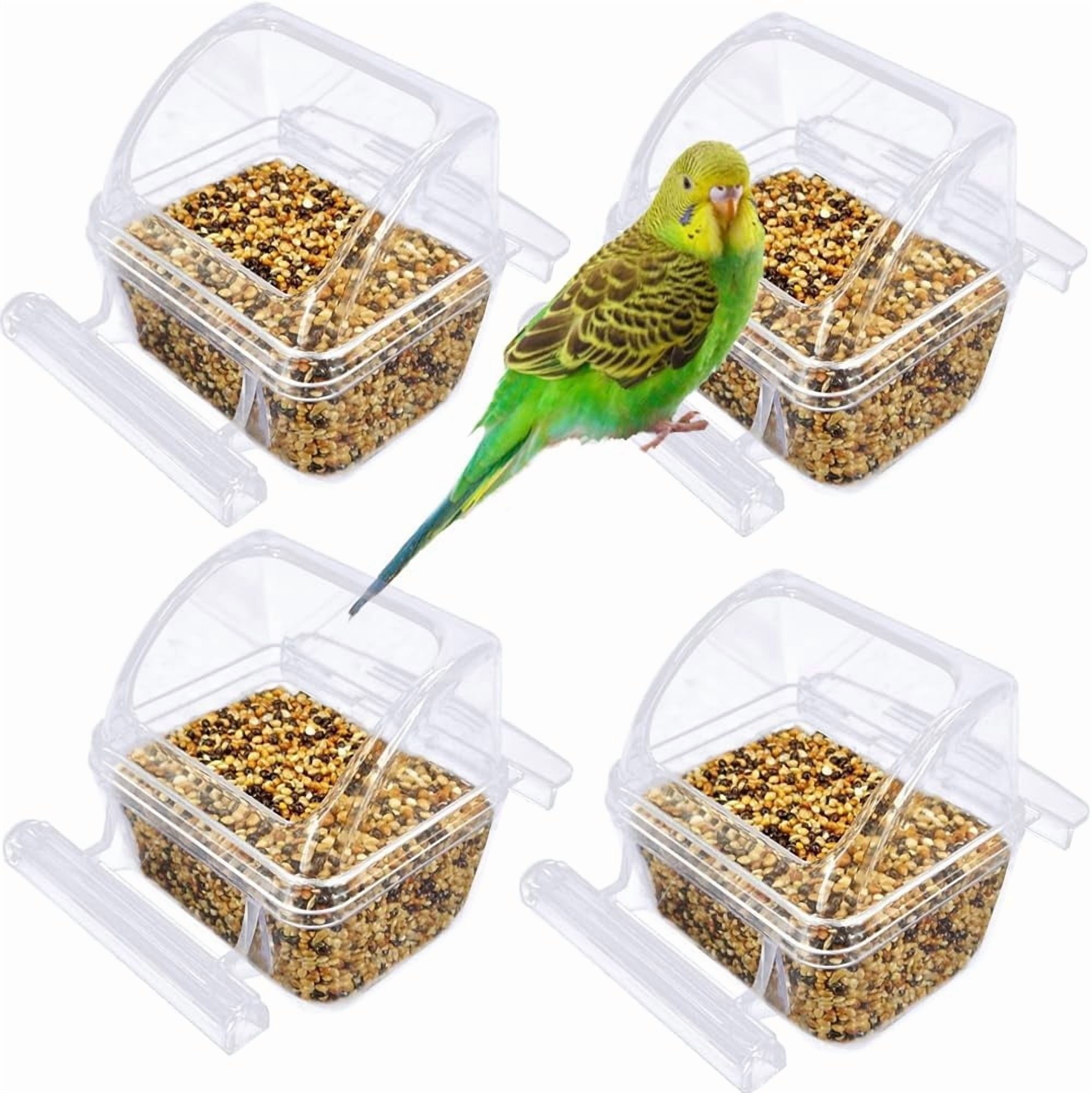 Image result for 2 Pack Bird Feeders for Cage, No Mess Clear Hanging Parrot Food Bowl ...