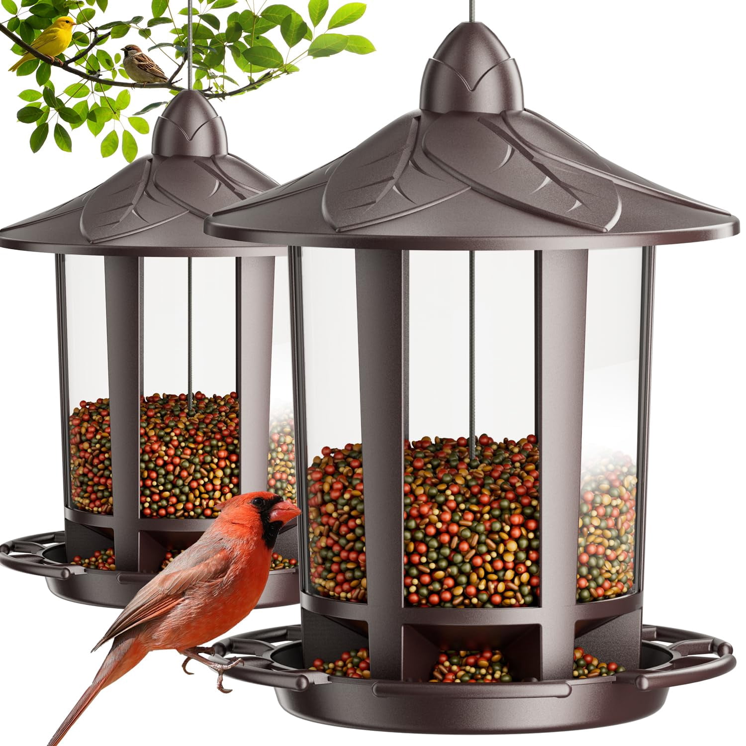 2 Pack Bird Feeders for Outdoor Hanging, Assembly Required, 1-Min Easy