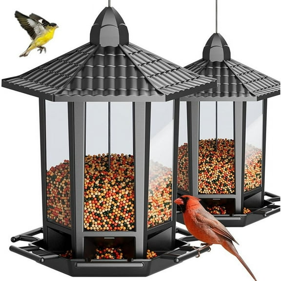 2 Pack Bird Feeders for Outdoor Hanging, Retro Pagoda Design Fun Installation Bird Feeder, Attracting Wild Birds