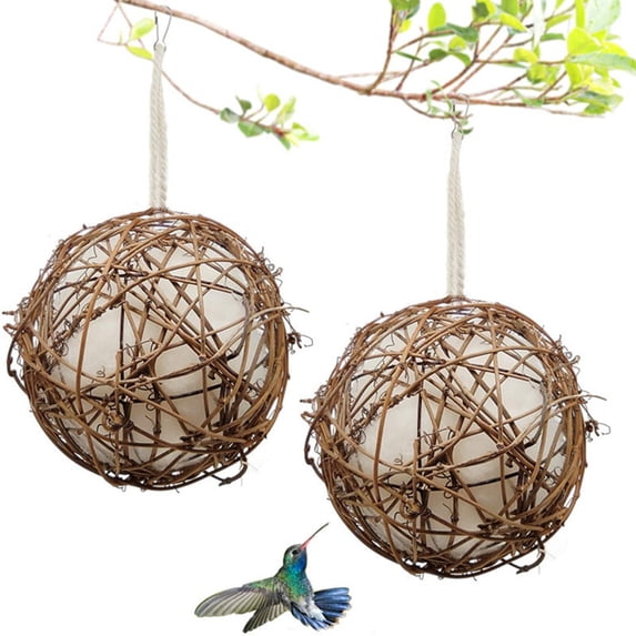 2 Pack Bird Nesting Material Holder – Nest Balls for Wild Birds Wrens Finches - Refillable Outdoor Bird Nesting Station to Build a Nest