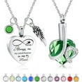 thumbnail image 1 of 2 Pack Birthstone Cremation Jewelry Heart Urn Necklace for Ashes for Women Men Human Angel Wing Urn Memorial Necklace, 1 of 7