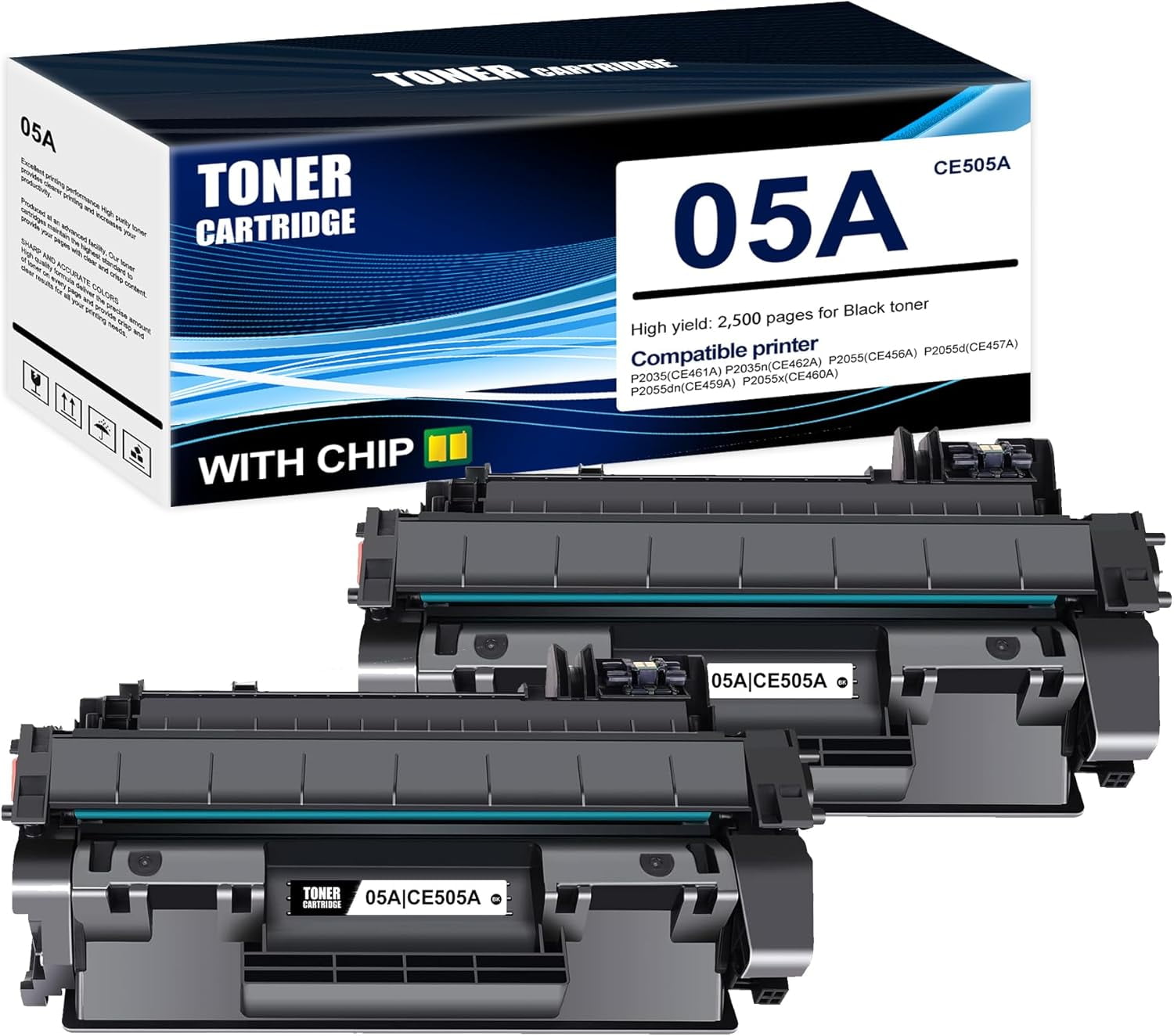 2-Pack Black 05A CE505A Toner Cartridge: Compatible 05A CE505A ...