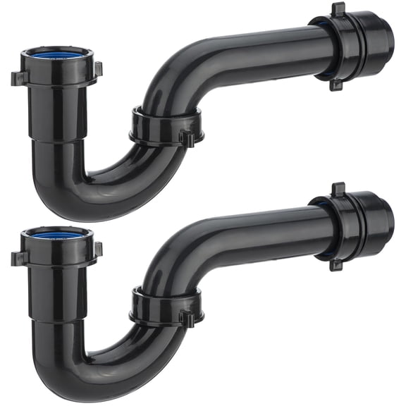 (2 Pack) Black 1-1/2 Inch P For Bathroom Kitchen Sink Drain Replacement Tubular Plumbing Pipeembly Ksd-001b(2