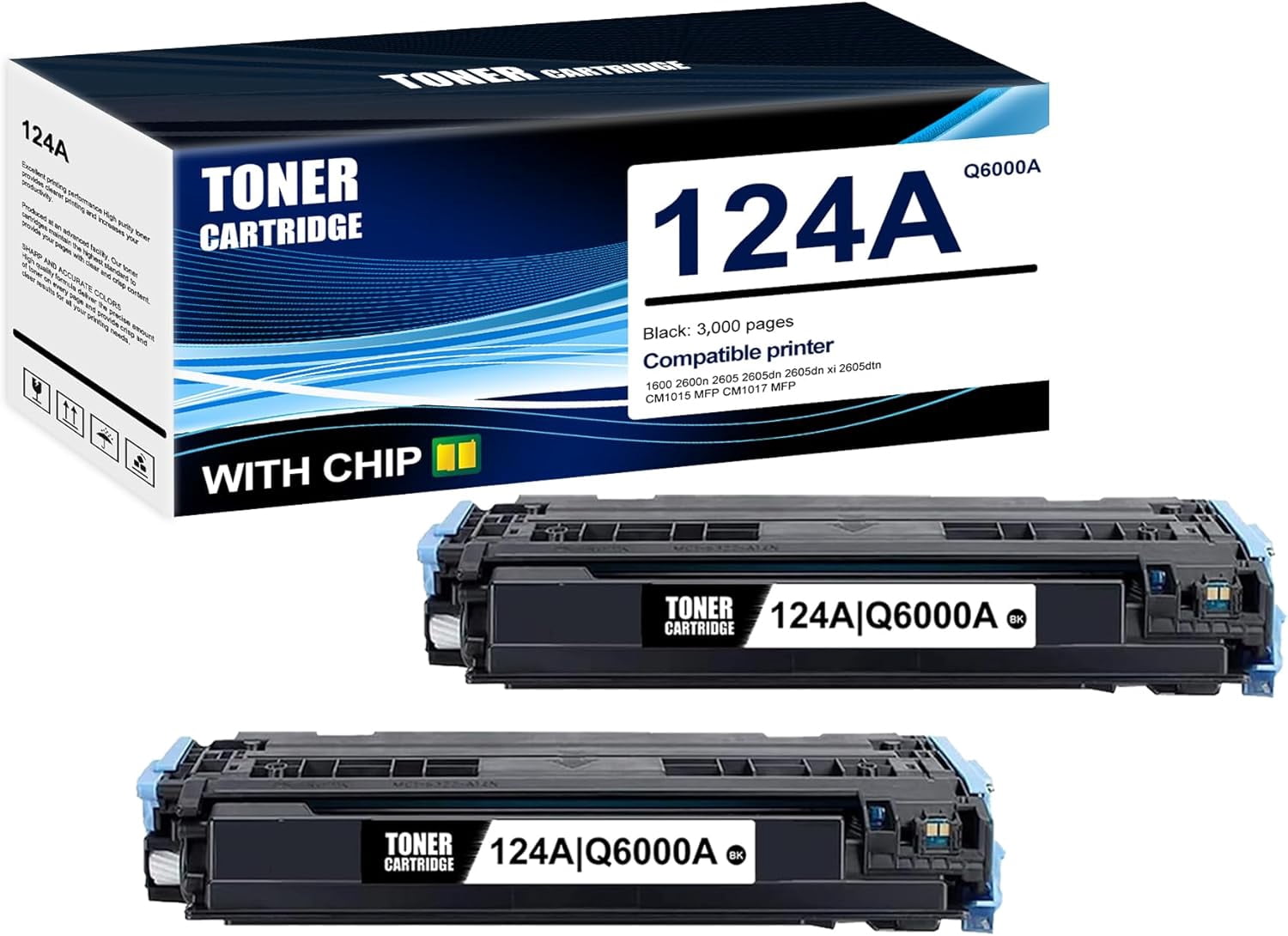 4x Alternative Toner für HP Q6000A-03A 124A: Black + Q6001A Cyan + Q6003A Magenta + Q6002A Yellow