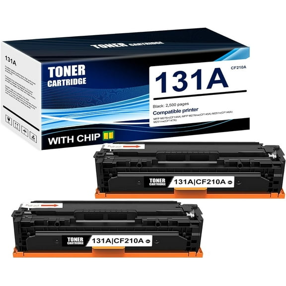 2-Pack Black 131A CF210A Toner Cartridge: Compatible 131A CF210A Replacement for HP MFP M276n(CF144A) MFP M276nw(CF145A) M251n(CF146A) M251nw(CF147A) Printer