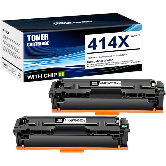 2-Pack Black 414X W2020X Toner Cartridge: Compatible 414X W2020X Replacement for HP M479fnw M479fdnm M479fdw M454dn M454dw M454nw M478f-M479f M453-M454 Series Printer