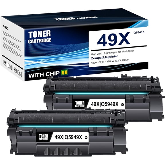 2-Pack Black 49X Q5949X Toner Cartridge: Compatible 49X Q5949X Replacement for HP 1320 1320n 1320nw 1320t 1320tn Printer